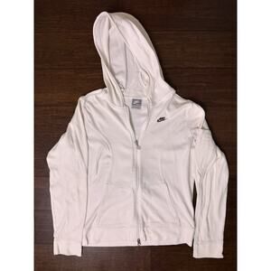Nike Lightweight Hooded Jacket Women’s Medium 8-10 White Full Zip Running